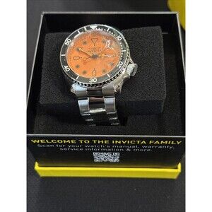Invicta Pro Diver 46mm SWISS Quartz 48884 Orange Dial Stainless Steel Watch NIB